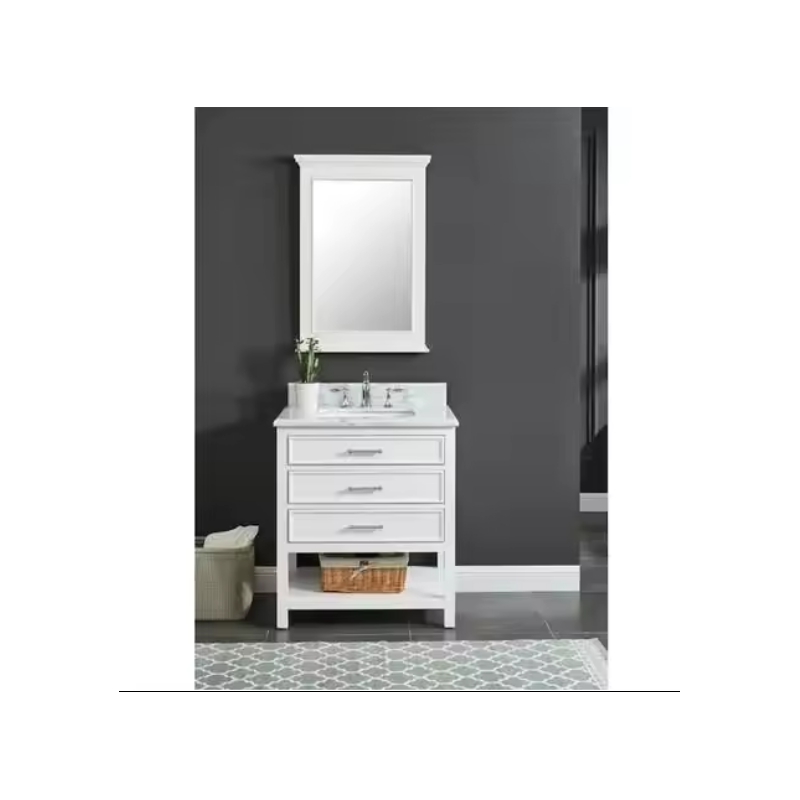 Supernalway Furniture 30 inch floor mounted modern white furniture bathroom cabinet home washbasin bathroom